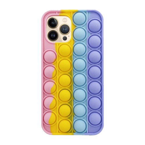 Samsung Galaxy A21S Colorful Bubble Soft Rainbow Silicon Pop It Phone Case (SWQ) Bright pink, yellow, blue, purple