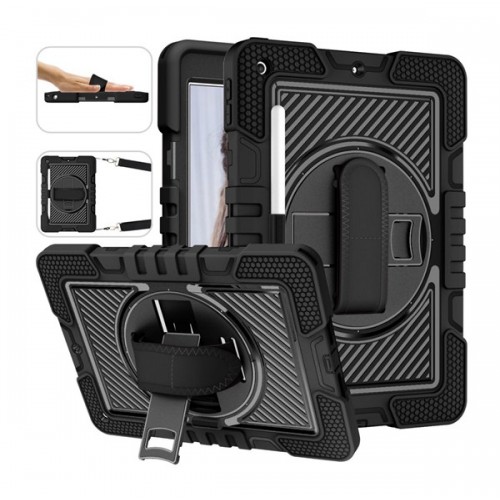 [R]Samsung tablet case A10.1 TJZ multi-layer Protection shockProof with Belt Clip BLACK T510 T515