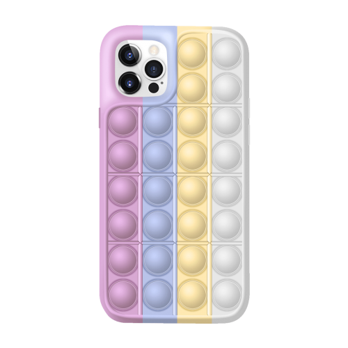 [M0410090027] iPhone XR Colorful Bubble Soft Rainbow Silicon Pop It Phone Case (SWQ) Light pink, blue, yellow, white